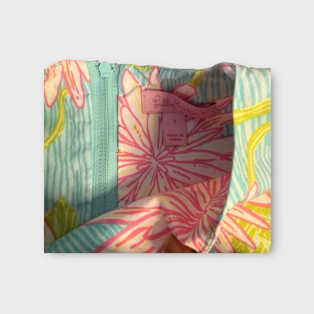 Lilly Pulitzer Pink Floral Blue Dress - Picture 3 of 5